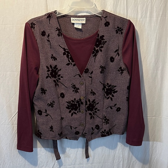 Donnkenny Tops - Donkenny Casuals Burgundy Checkered Top